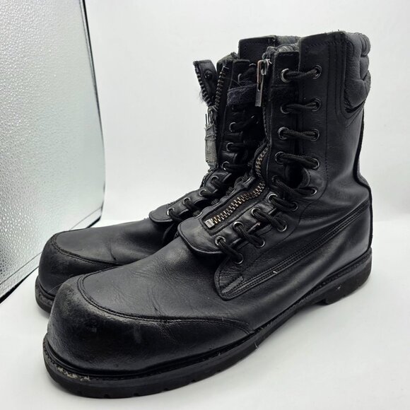 Tactical Work Boots Mens Size 14 Black Leather Vibram Soles Zipper Work Casual - Picture 3 of 13